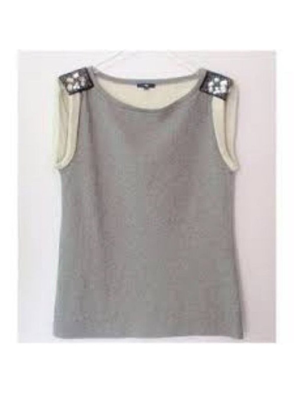 Gap Sleeveless Tank Sweatshirt Embellished Sequin Shoulders Medium Gray Holiday